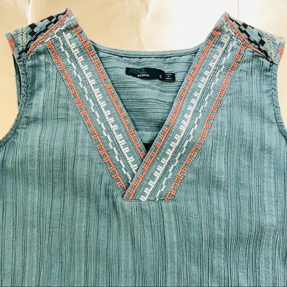 ⭐️Prana⭐️Heloise Tunic Embroidered Blue Cotton Tank Top Active Outdoors Wo's S - Picture 9 of 12
